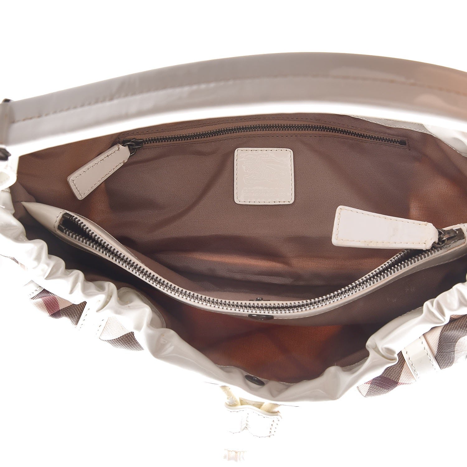 Burberry Patent Supernova Check Front Pocket Small Bag White 5 of 16