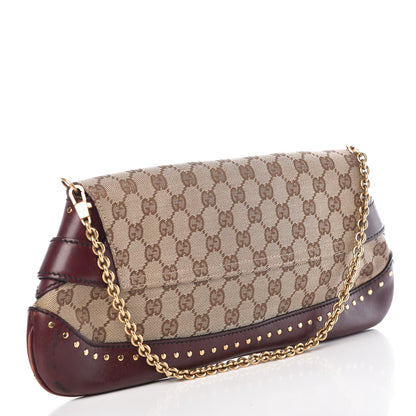Gucci Monogram Studded Large Horsebit Clutch Bordeaux 3 of 11