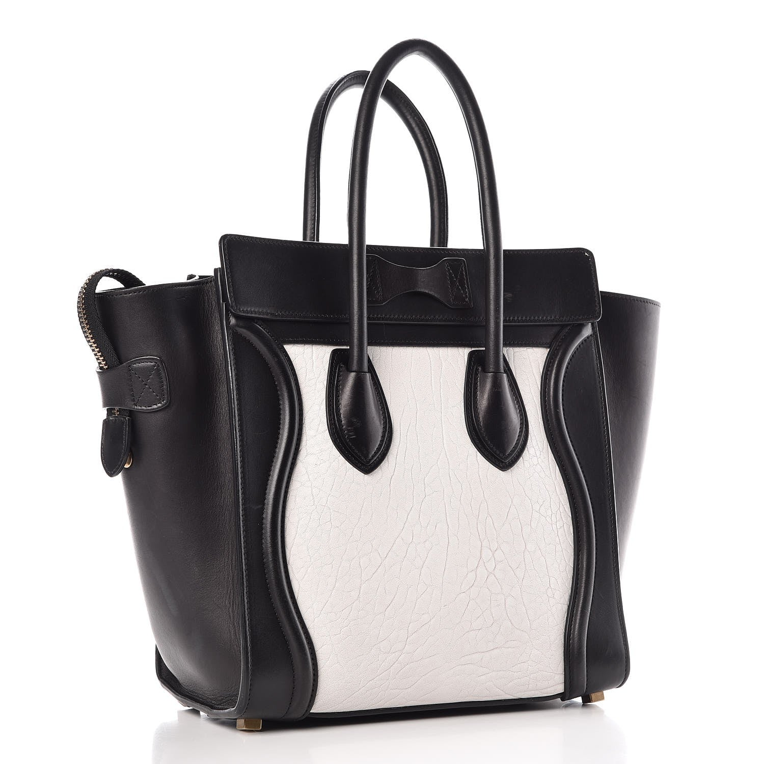 Celine Shrunken Lambskin Micro Bi-Color Luggage Black White 3 of 24