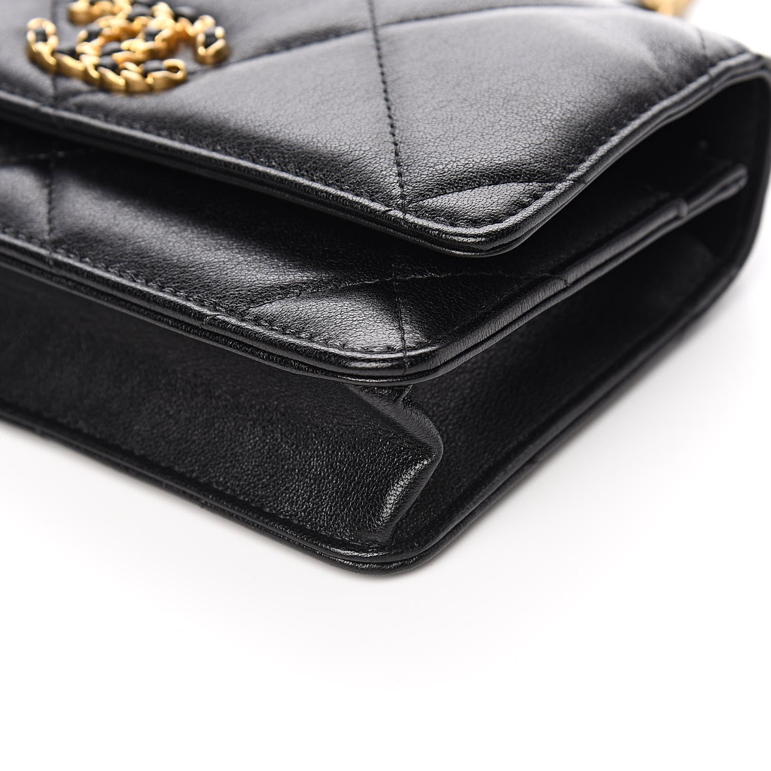 Chanel Goatskin Quilted 19 Wallet On Chain WOC Black 10 of 12