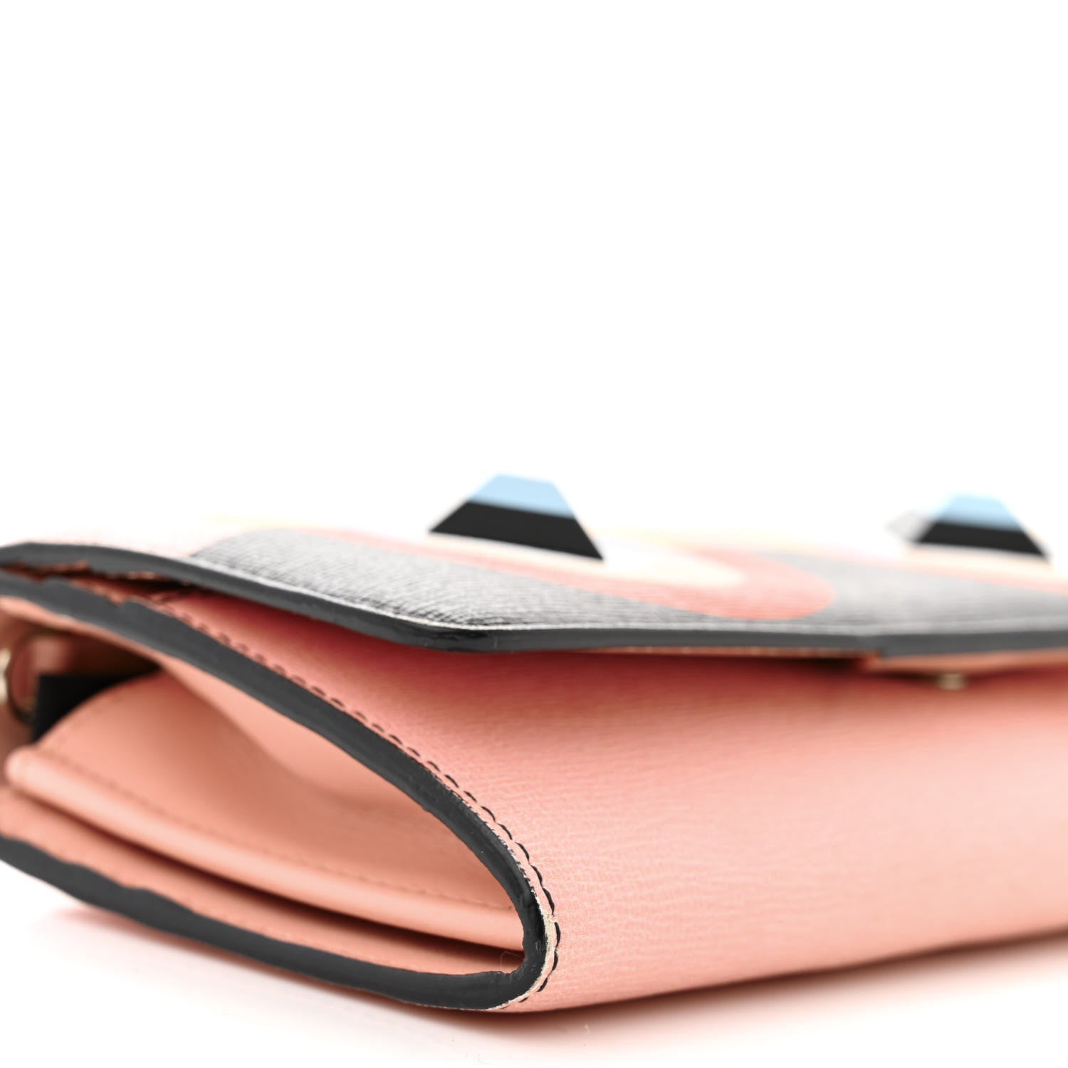 Fendi Vitello Elite Century Hypnoteyes Studded Continental Wallet On Chain Bubblegum Multicolor 9 of 12