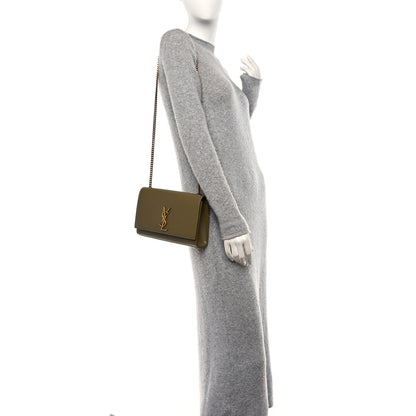 Saint Laurent Grain De Poudre Medium Monogram Kate Satchel Hazel Green 2 of 10