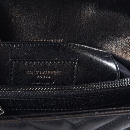 Saint Laurent Sheepskin Matelasse Chevron Monogram Medium College Bag Black 10 of 11