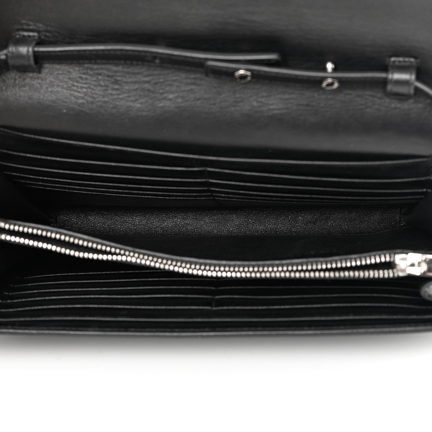 Saint Laurent Calfskin Crocodile Embossed Monogram Chain Wallet Black 5 of 16