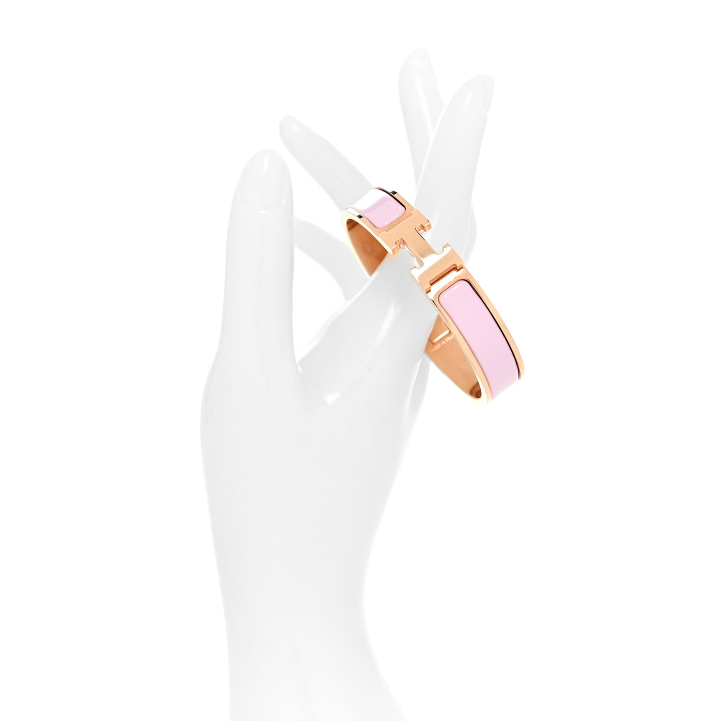 Enamel Narrow Clic Clac H Bracelet GM Rose Dragee