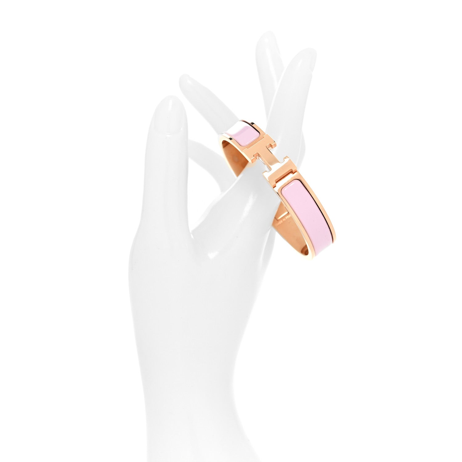 Hermes Enamel Narrow Clic Clac H Bracelet GM Rose Dragee 2 of 5