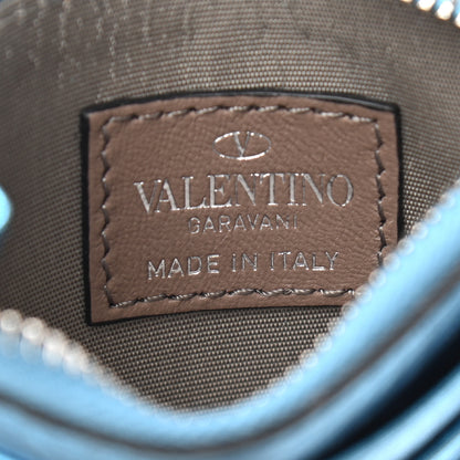 Valentino Garavani Metallic Pebbled Calfskin Rockstud Coin Case Card Holder Cerulean 6 of 6