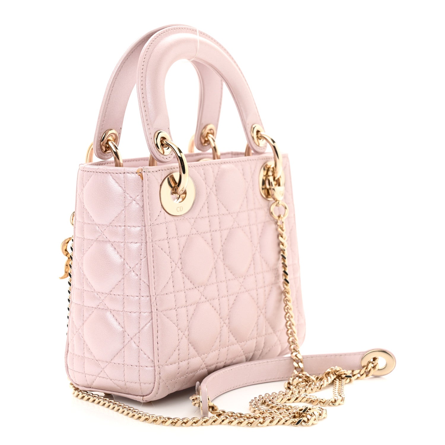 Christian Dior Metallic Lambskin Cannage Mini Lady Dior Lotus 3 of 12