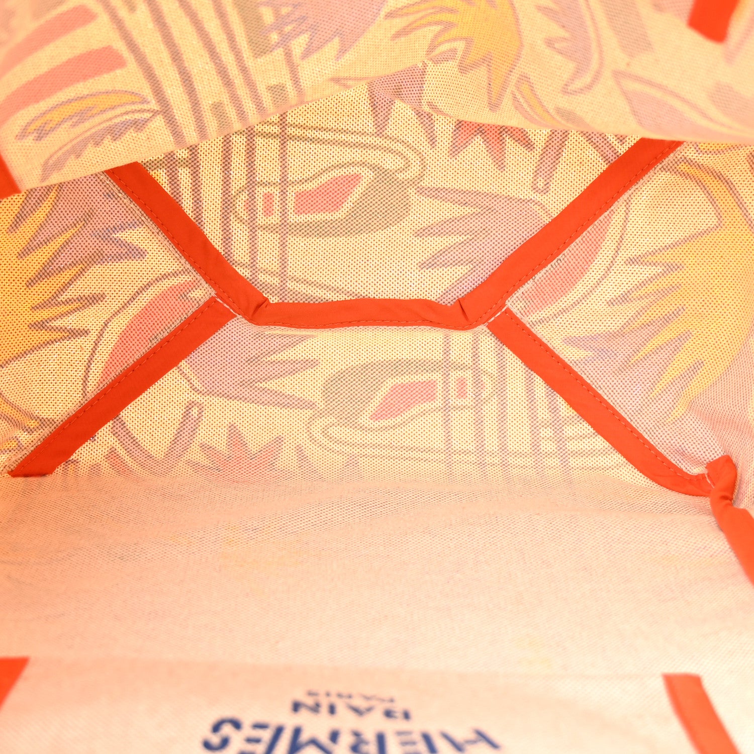 Hermes H Canvas Palm Tree Beach Bag Corail Parme Rose 5 of 10
