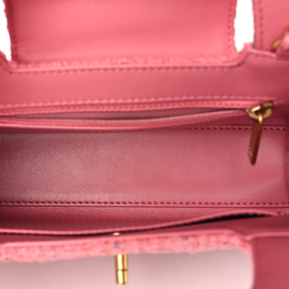 Chanel Tweed Quilted Nano Kelly Shopper Pink 5 of 11