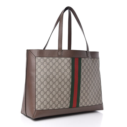 Gucci GG Supreme Monogram Web Ophidia Tote Brown 4 of 11