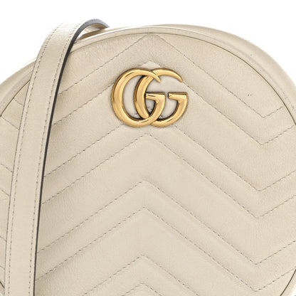 Gucci Calfskin Matelasse Mini GG Marmont Round Shoulder Bag White 8 of 16