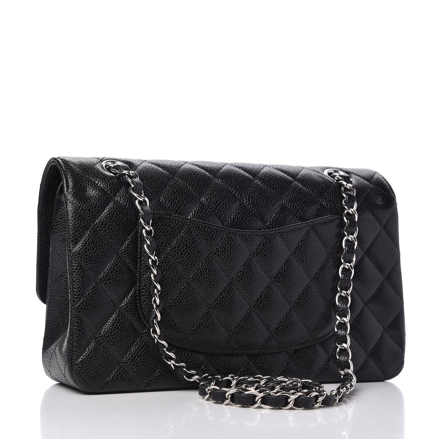 Caviar Quilted Medium Double Flap Black