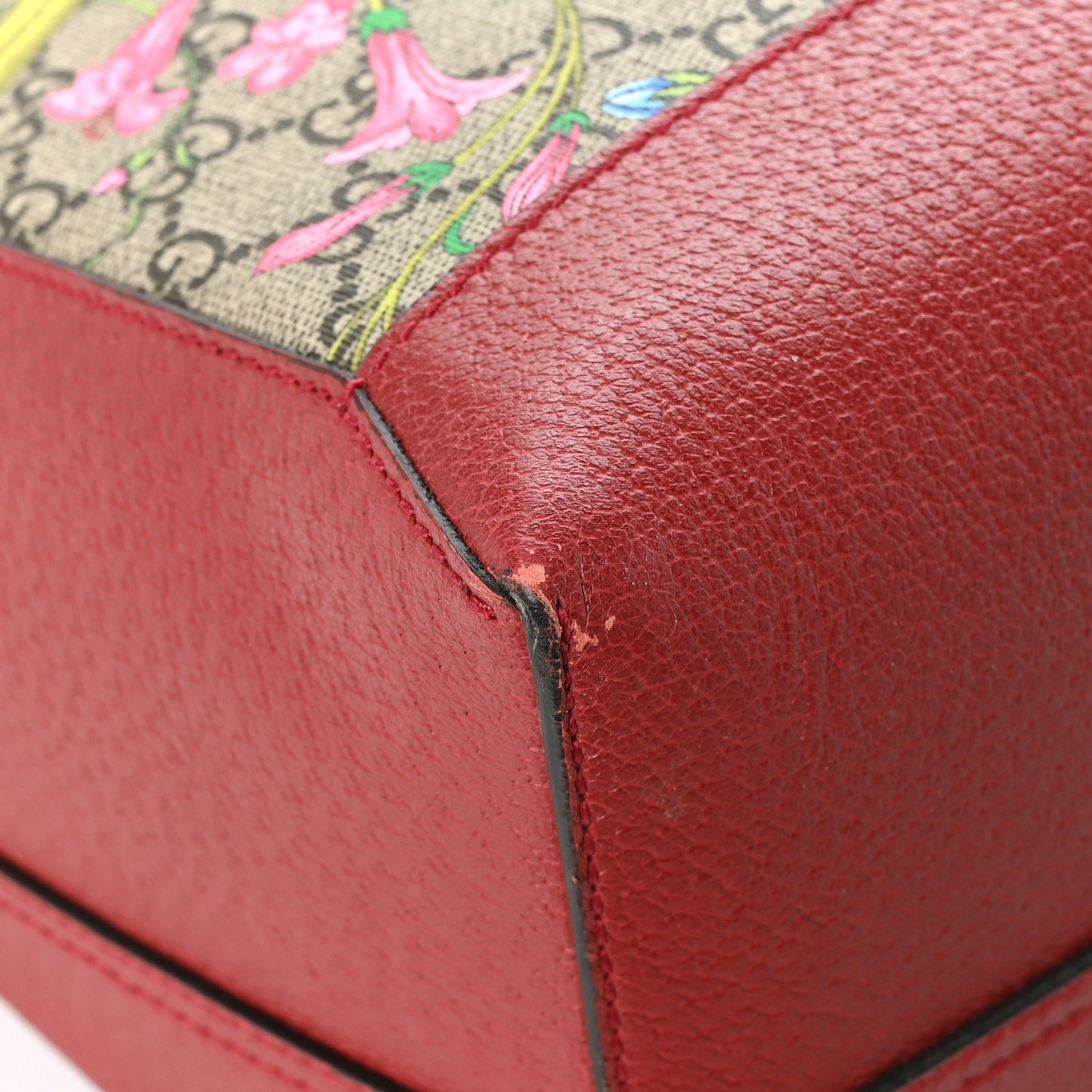 GG Supreme Monogram Flora Web Large Ophidia Tote Red