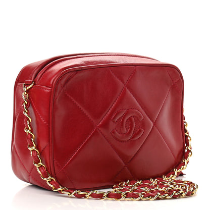 Chanel Lambskin Quilted Tassel Camera Case Red 2 of 9