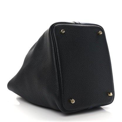 Hermes Taurillon Clemence Casaque Picotin Lock 22 MM Bleu Nuit Black Blue Frida 4 of 11