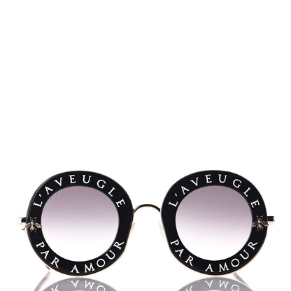 Gucci Metal L'Aveugle Par Amour Round Frame Sunglasses GG0113S Black 2 of 8