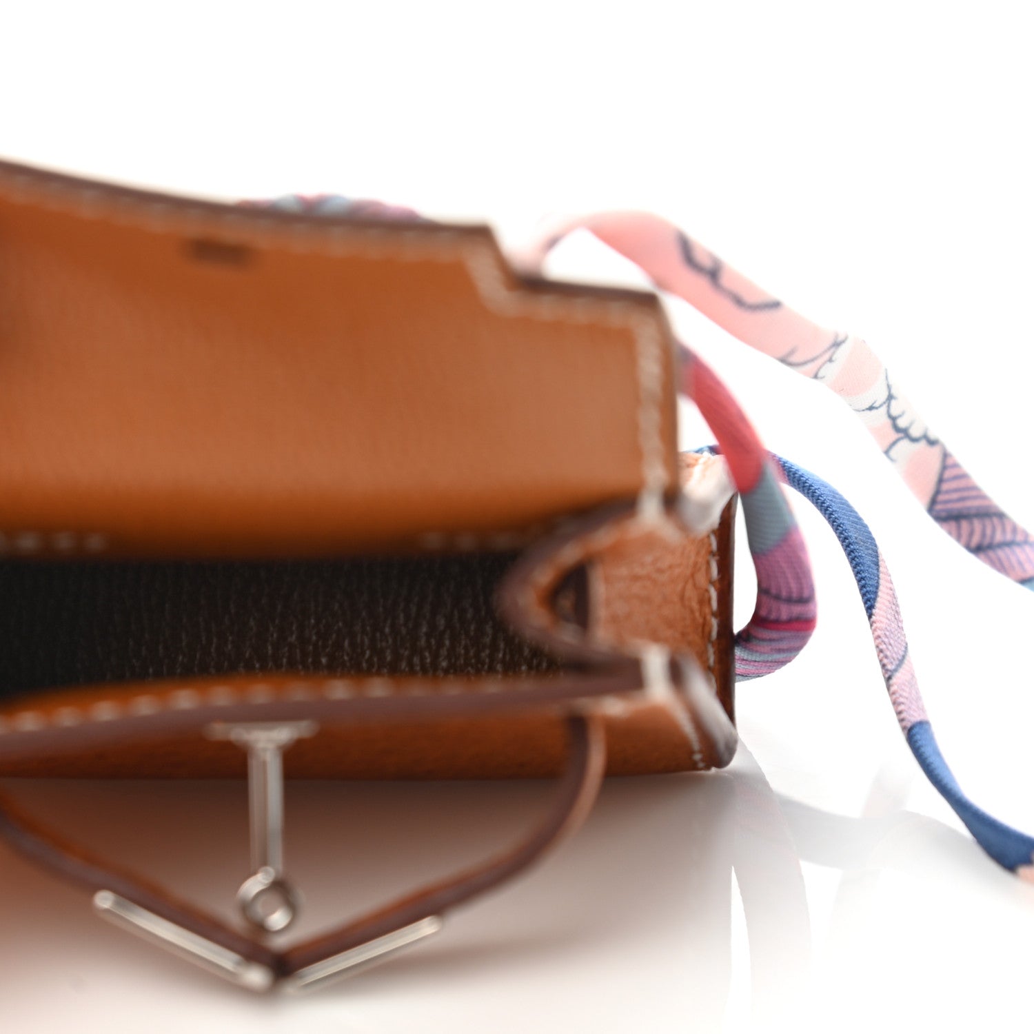 Hermes Peau Porc Mini Kelly Twilly Bag Charm Toffee Bleu 4 of 5