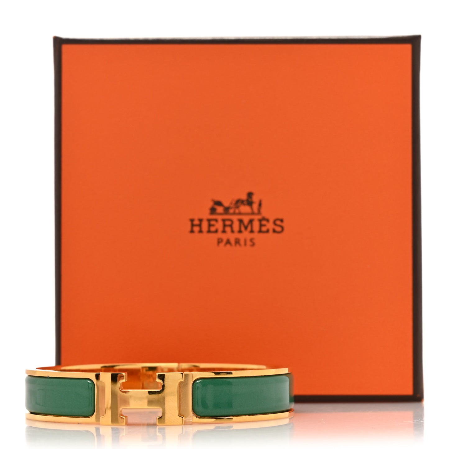Enamel Narrow Clic Clac H Bracelet GM Vert Flamboyant