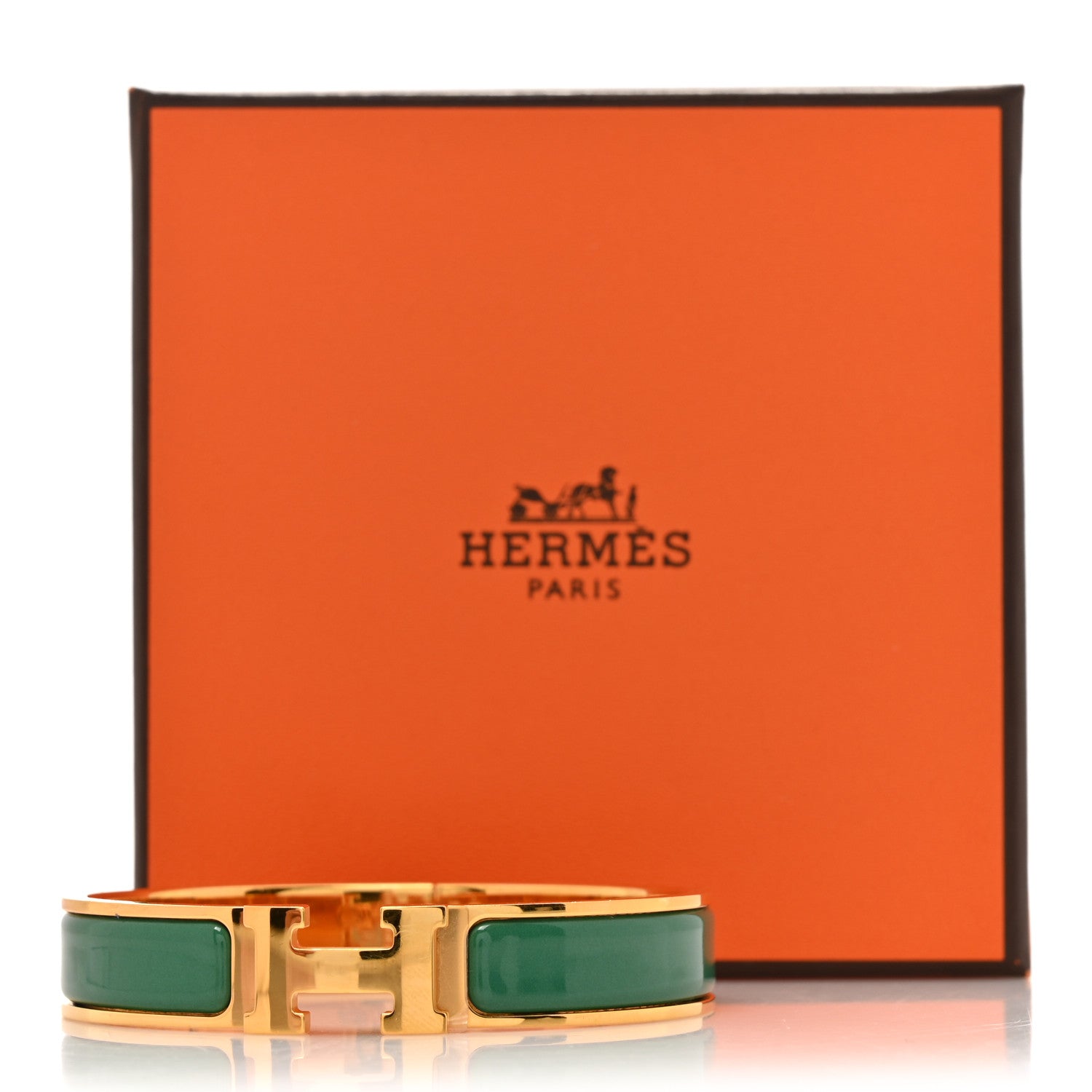Hermes Enamel Narrow Clic Clac H Bracelet GM Vert Flamboyant 5 of 5