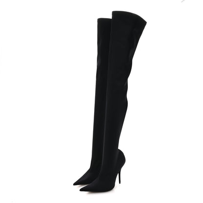 Balenciaga Spandex Pointed Toe Knife 110MM Thigh High Boots 38 Black 4 of 8