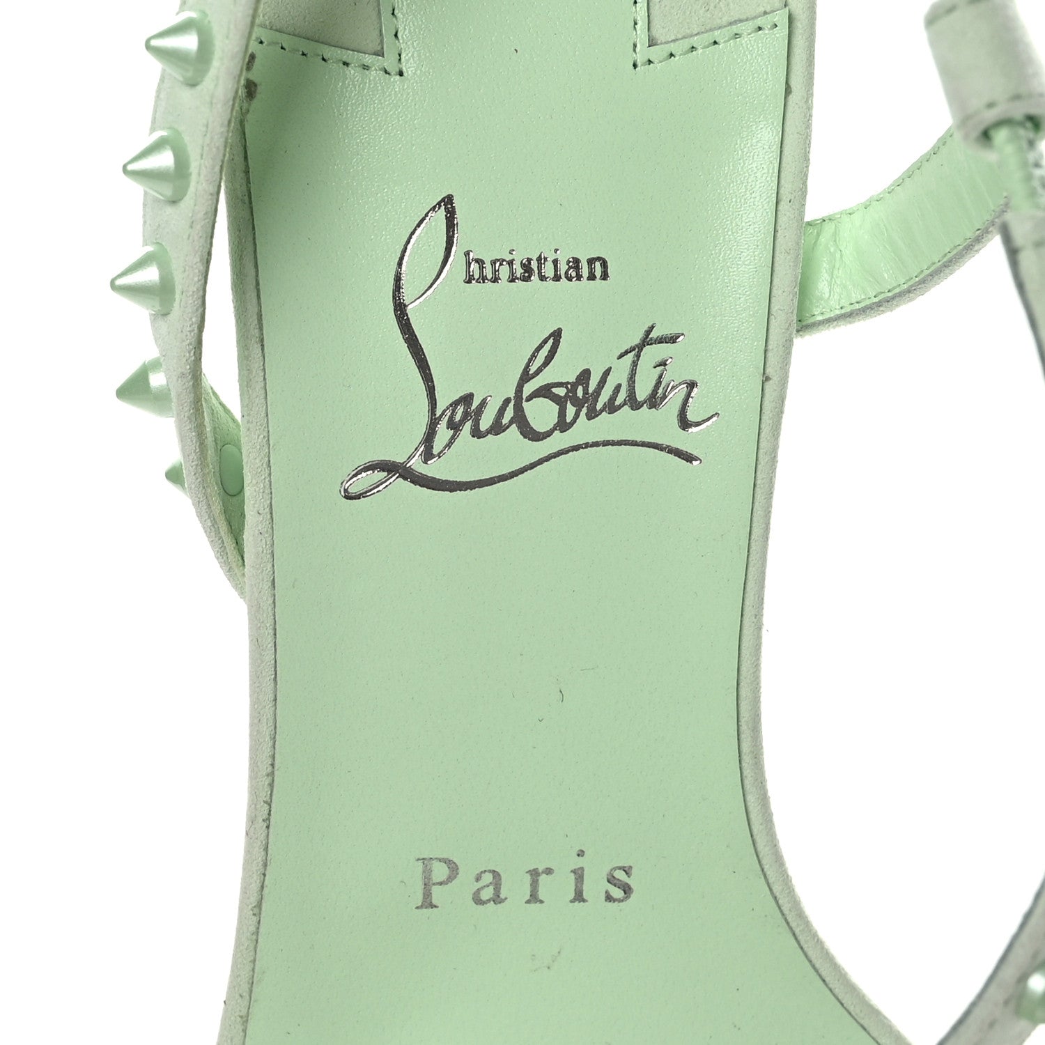 Christian Louboutin Suede Rosa Condorapik 85 Spike Sandals 38 Studio Green 6 of 8
