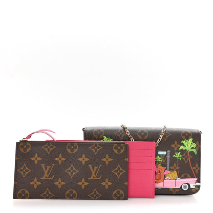 Louis Vuitton Monogram 2021 Christmas Animation Hollywood Pochette Felicie Chain Wallet Fuchsia 3 of 11