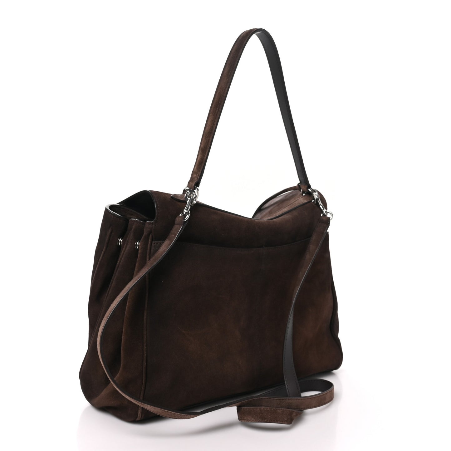 Waxed Suede Calfskin Medium Rodeo Top Handle Handbag Light Espresso