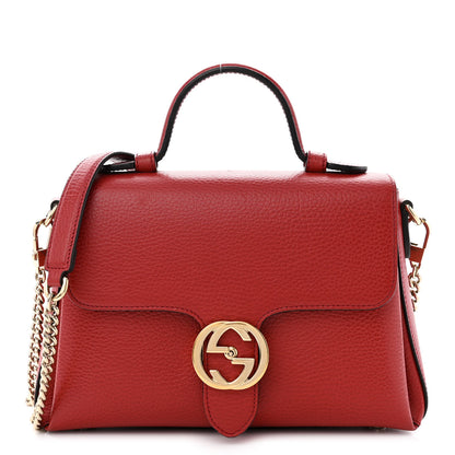 Gucci Dollar Calfskin Interlocking G Top Handle Shoulder Bag Red 1 of 11