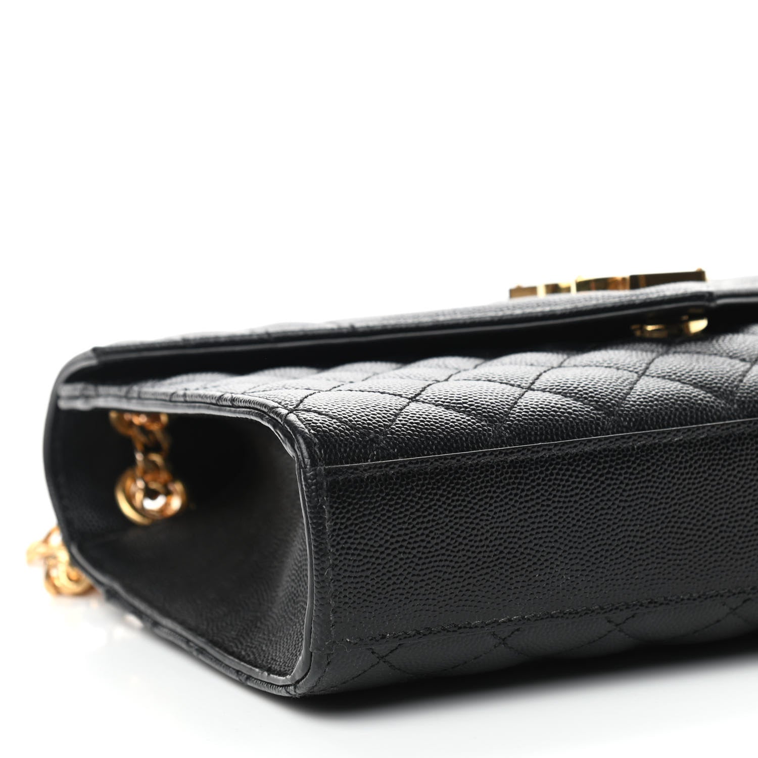Saint Laurent Grain De Poudre Textured Mixed Matelasse Triquilt Medium Monogram Satchel Black 8 of 10