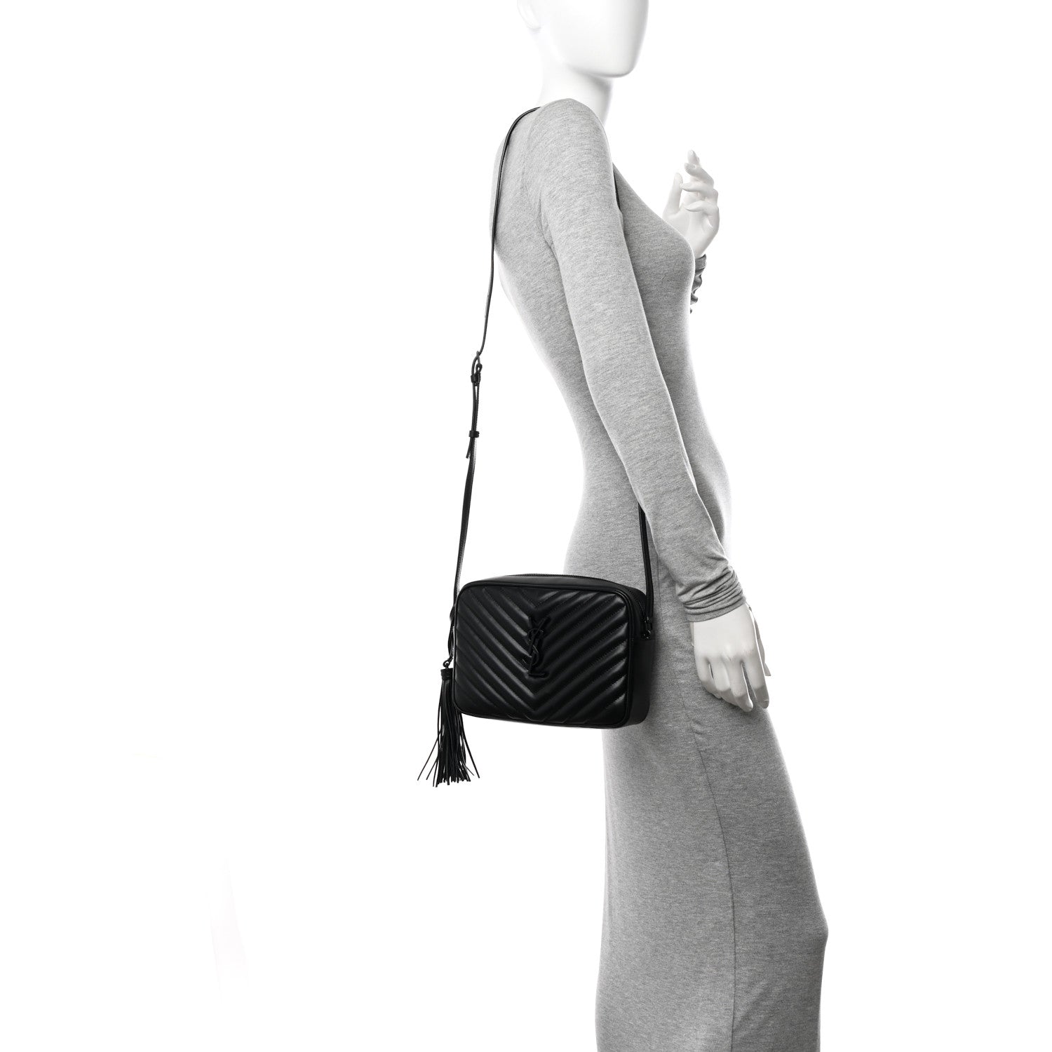 Saint Laurent Calfskin Matelasse Monogram Monochrome Lou Camera Bag Black 2 of 11