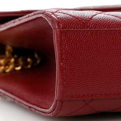 Saint Laurent Grain De Poudre Textured Mixed Matelasse Triquilt Medium Monogram Satchel Oxblood 9 of 12