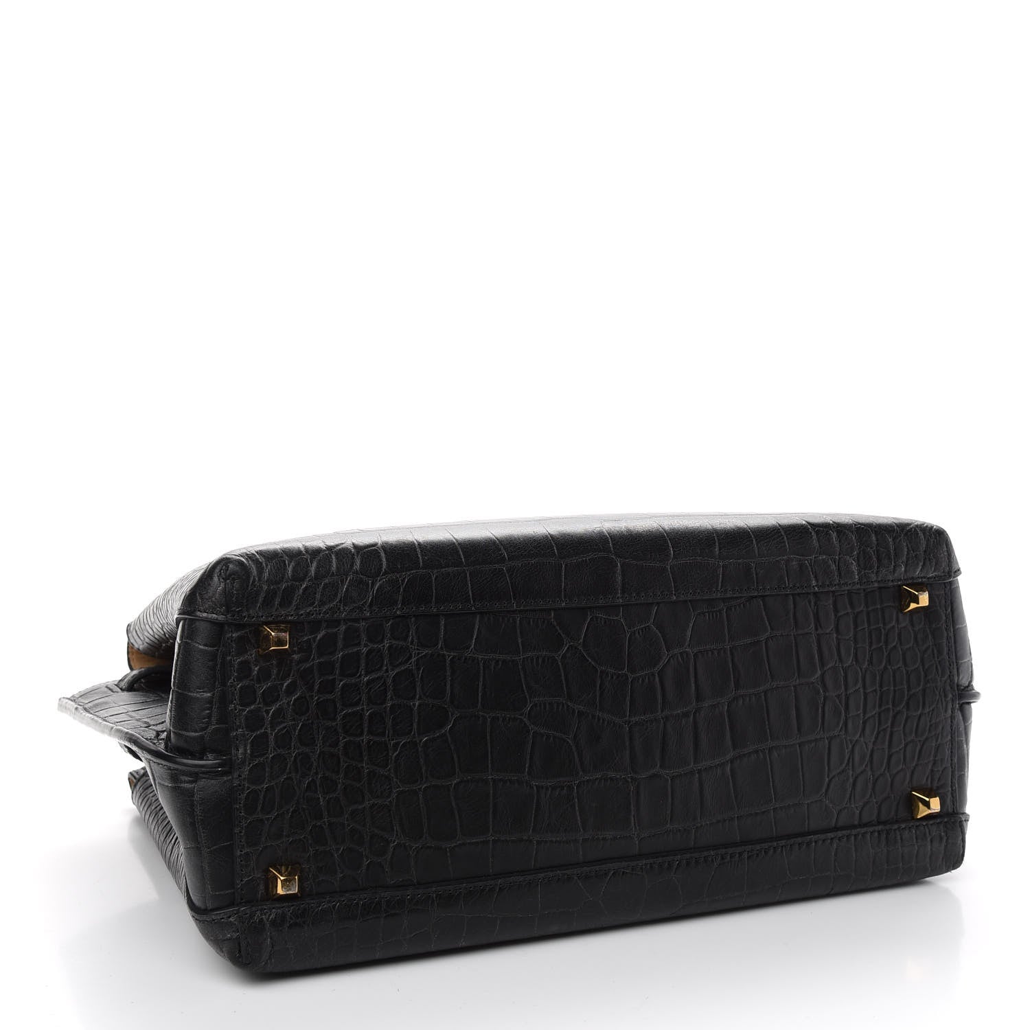 MCM Calfskin Crocodile Embossed Medium Milla Tote Black 4 of 8