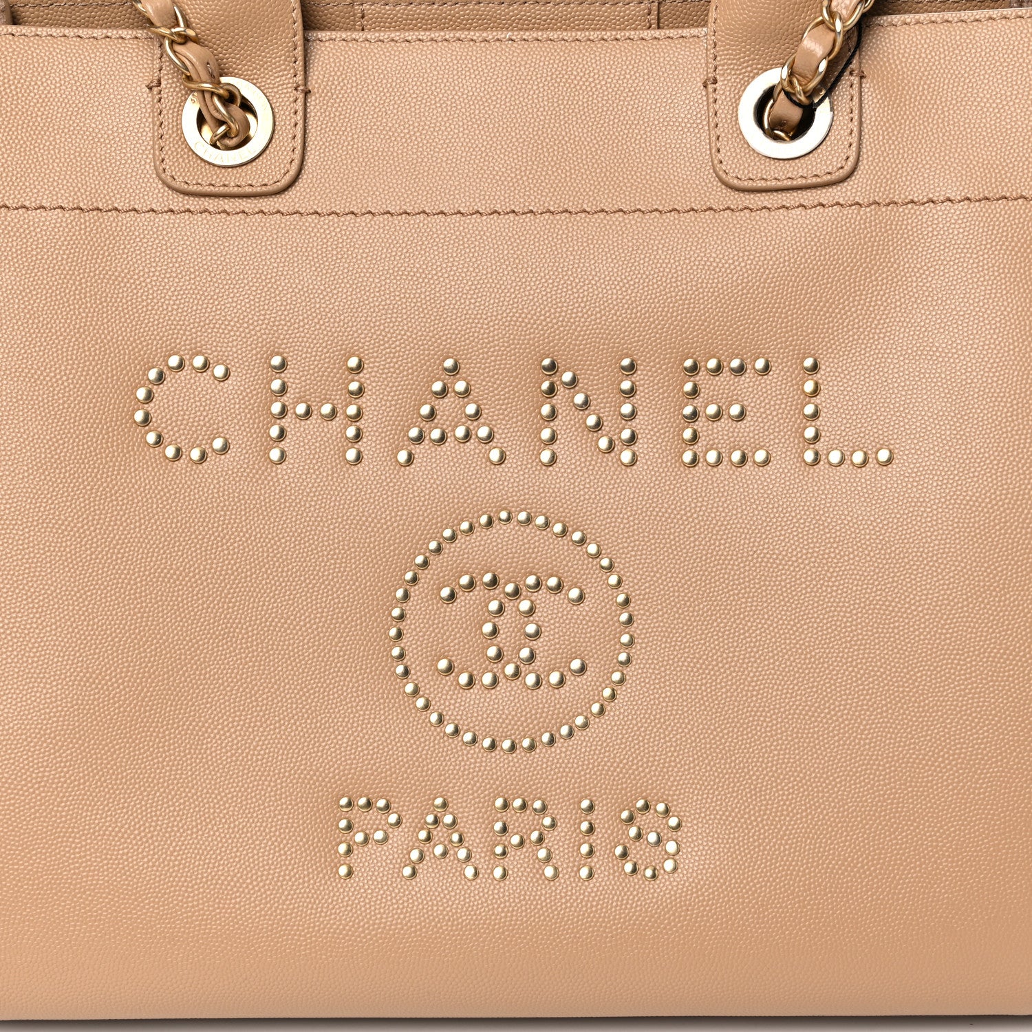 Chanel Caviar Small Studded Deauville Tote Beige 8 of 12