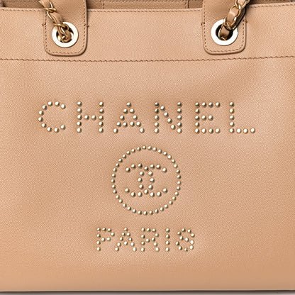 Chanel Caviar Small Studded Deauville Tote Beige 8 of 12
