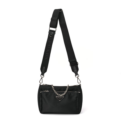Prada Re-Nylon Saffiano Double Pouch Shoulder Bag Black 1 of 13