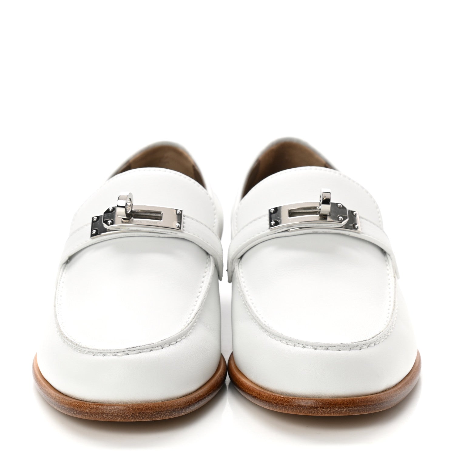 Hermes Calfskin Womens Destin Loafer 36 White 2 of 8
