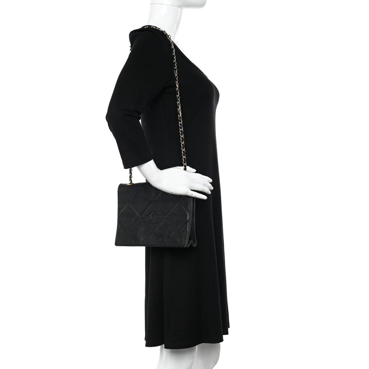 Lambskin Quilted CC Small Single Flap Black