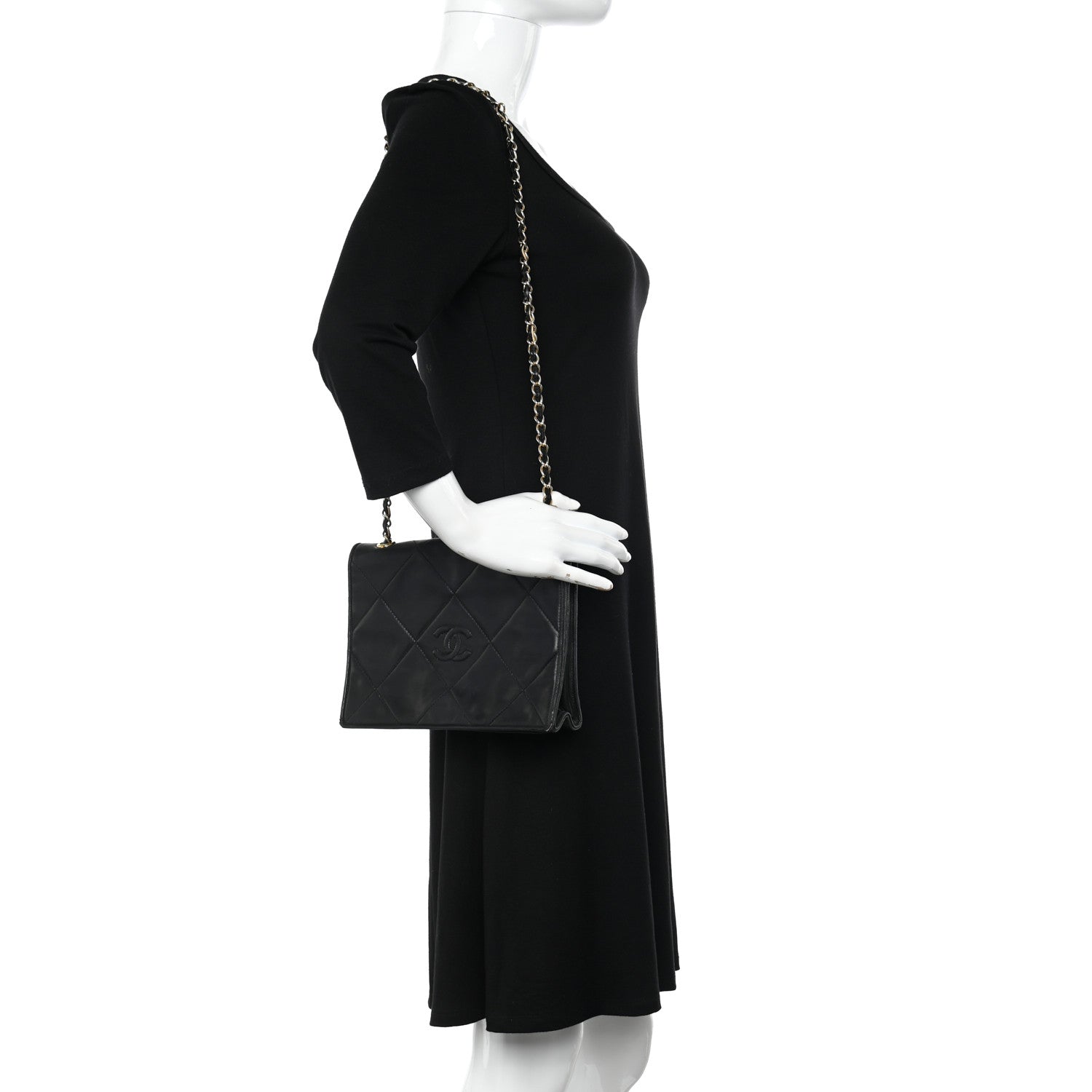 Chanel Lambskin Quilted CC Small Single Flap Black 2 of 15