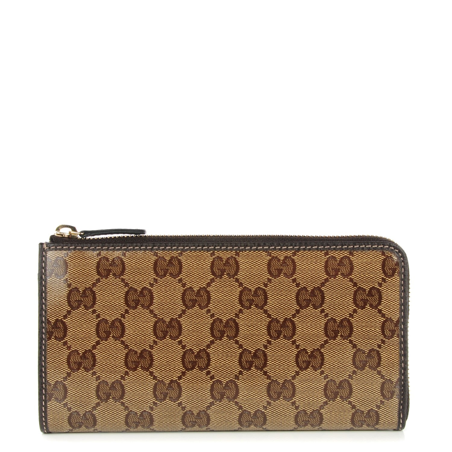 Gucci Crystal Monogram Dollar Calfskin Donna Long Wallet Beige Ebony Testa di Moro 1 of 7