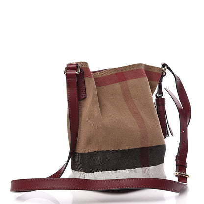 Burberry Canvas Mega Check Mini Ashby Tassel Crossbody Burgundy Red 4 of 15