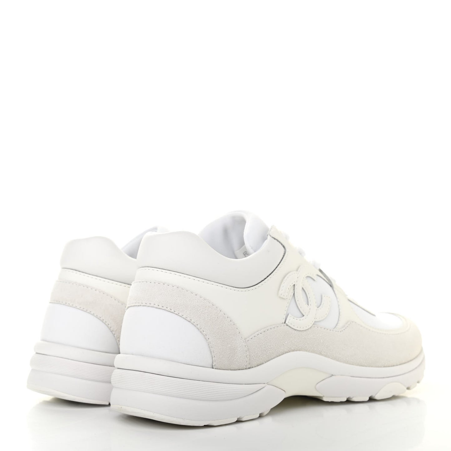 Suede Calfskin Fabric CC Sneakers 38.5 White