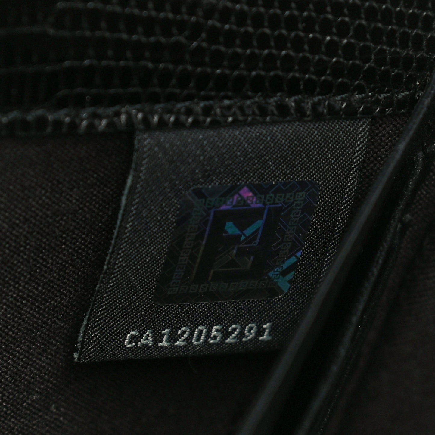 Calfskin Lizard Embossed Wallet on Chain Black