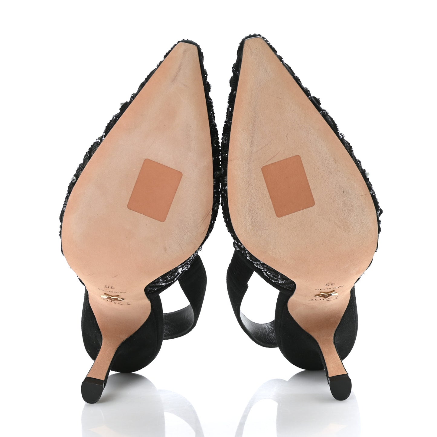 Mesh Crystal Lambskin Ribbon J'Adior Slingback 100mm Pumps Black