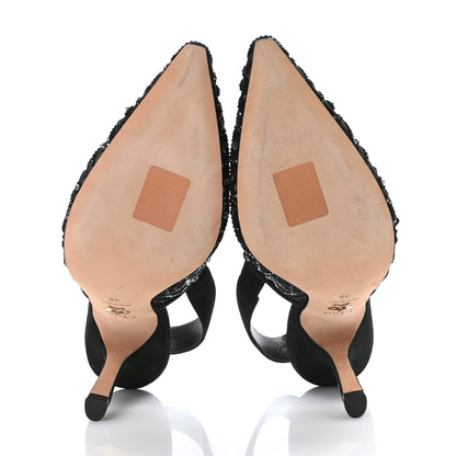 Christian Dior Mesh Crystal Lambskin Ribbon J'Adior Slingback 100mm Pumps Black 5 of 8