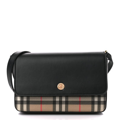 Burberry Calfskin Vintage Check New Hampshire Bag Black 1 of 12