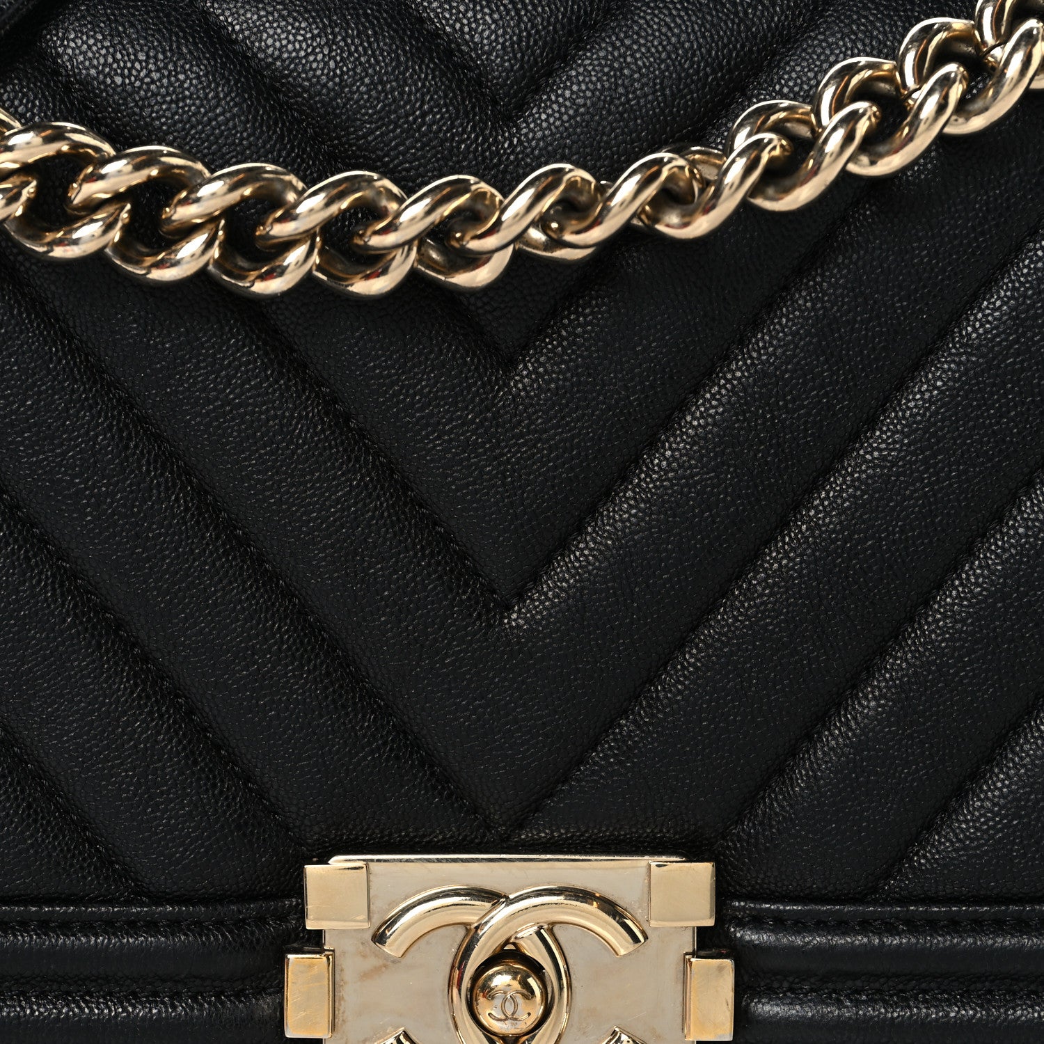 Chanel Caviar Chevron Quilted Medium Boy Flap Black 8 of 10