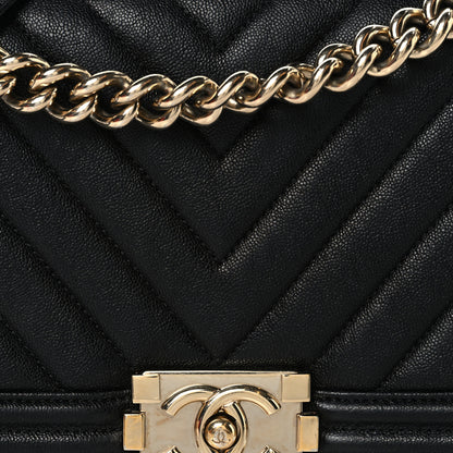 Chanel Caviar Chevron Quilted Medium Boy Flap Black 8 of 10