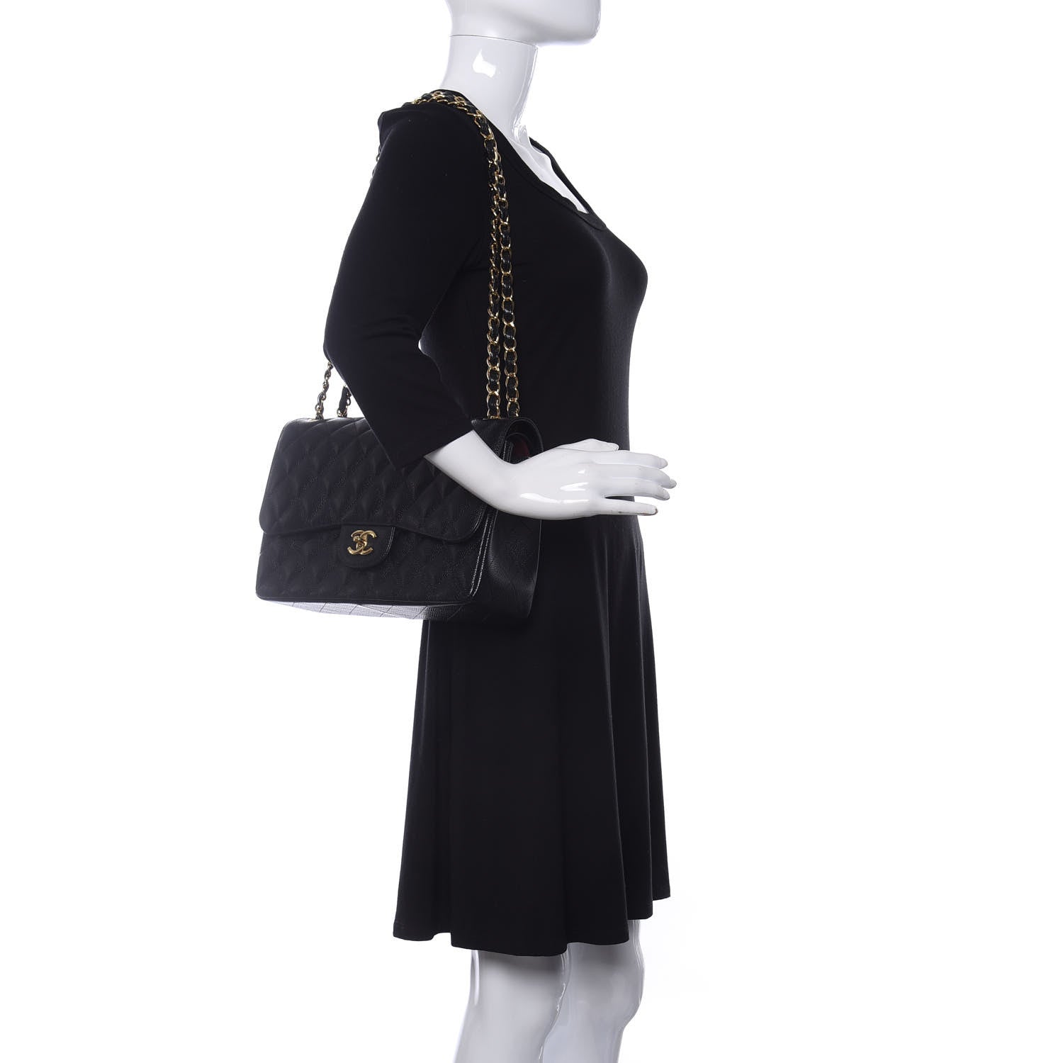 Chanel Caviar Quilted Jumbo Double Flap Black 2 of 11