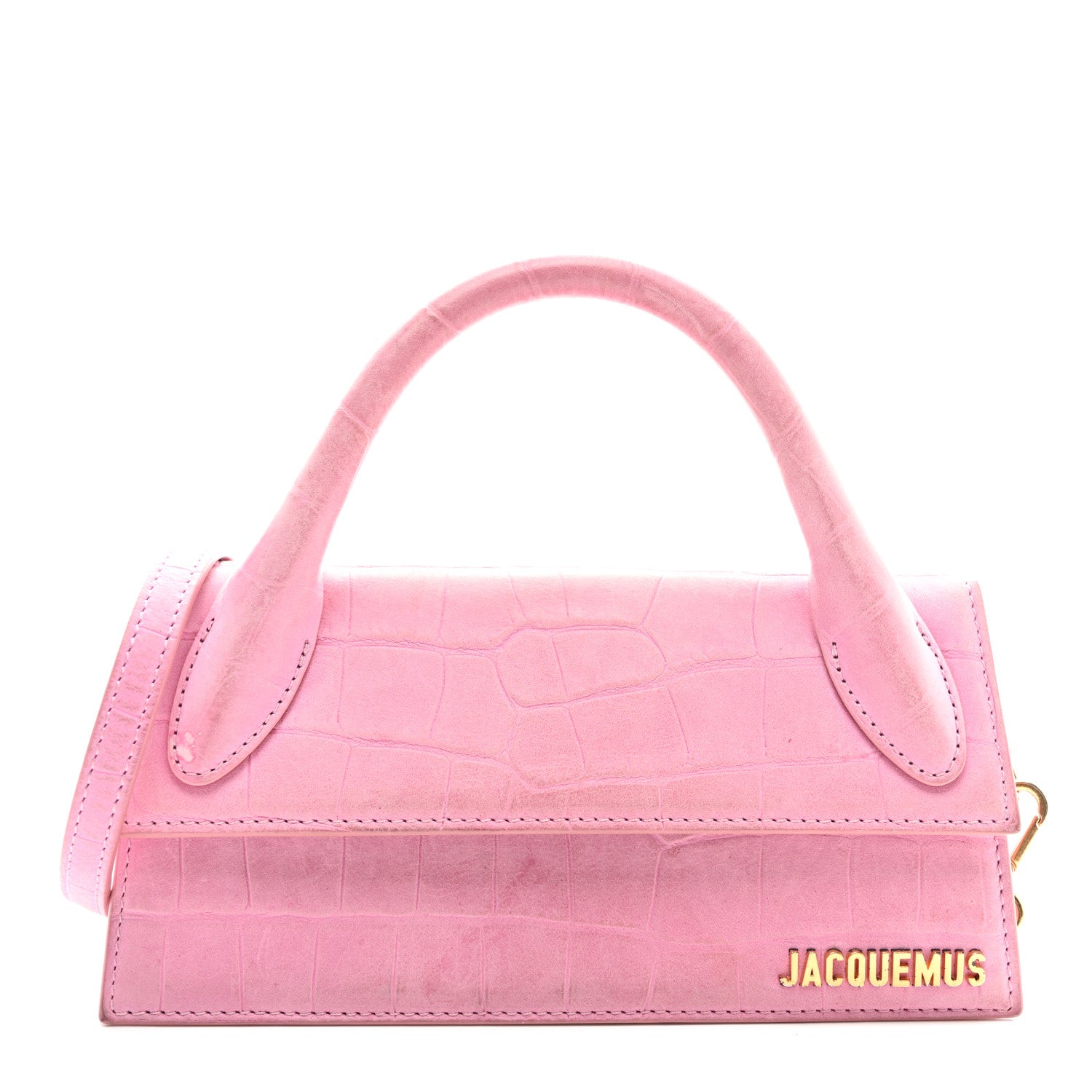 Jacquemus Nubuck Crocodile Embossed Le Chiquito Long Pink 1 of 9